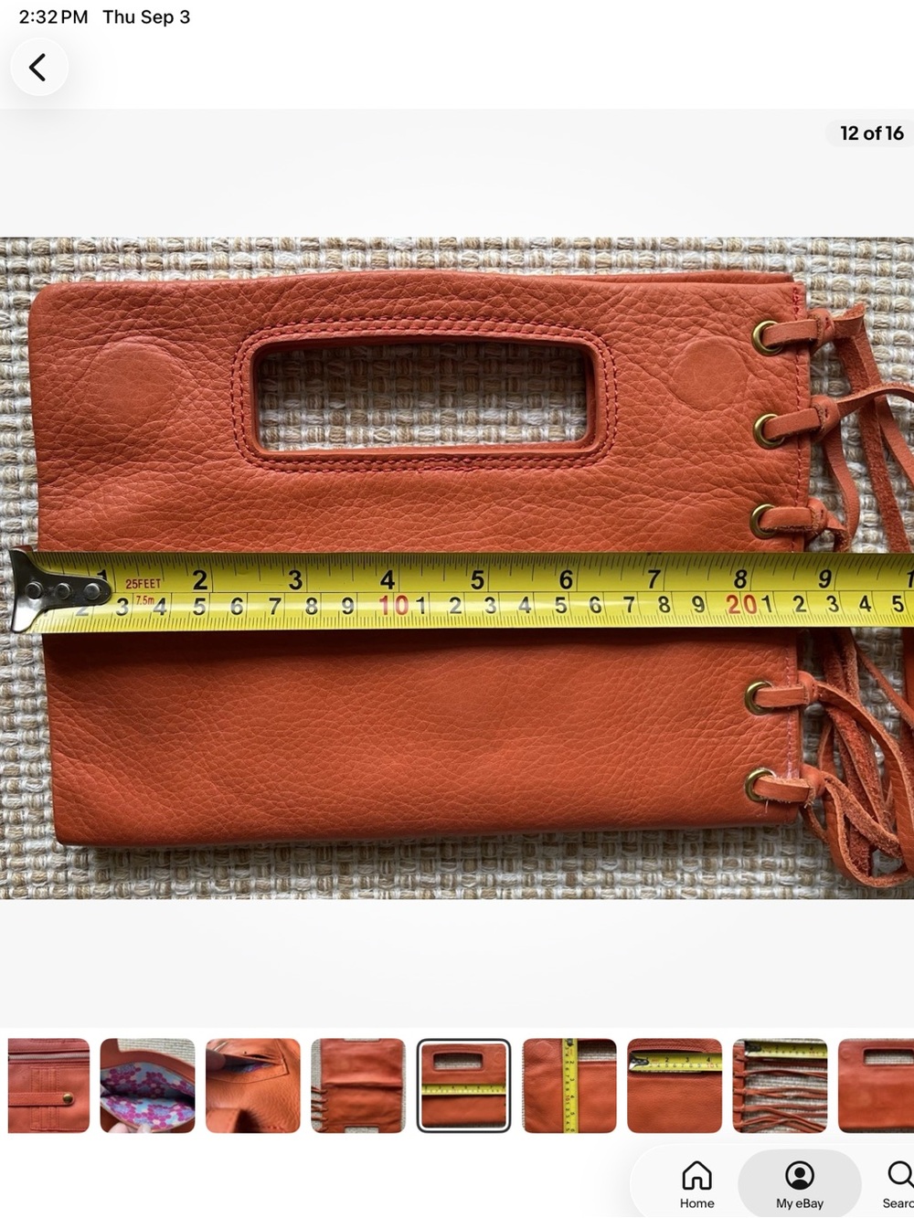 HOBO Sunny Orange Leather Fringe Clutch - Picture 12 of 16